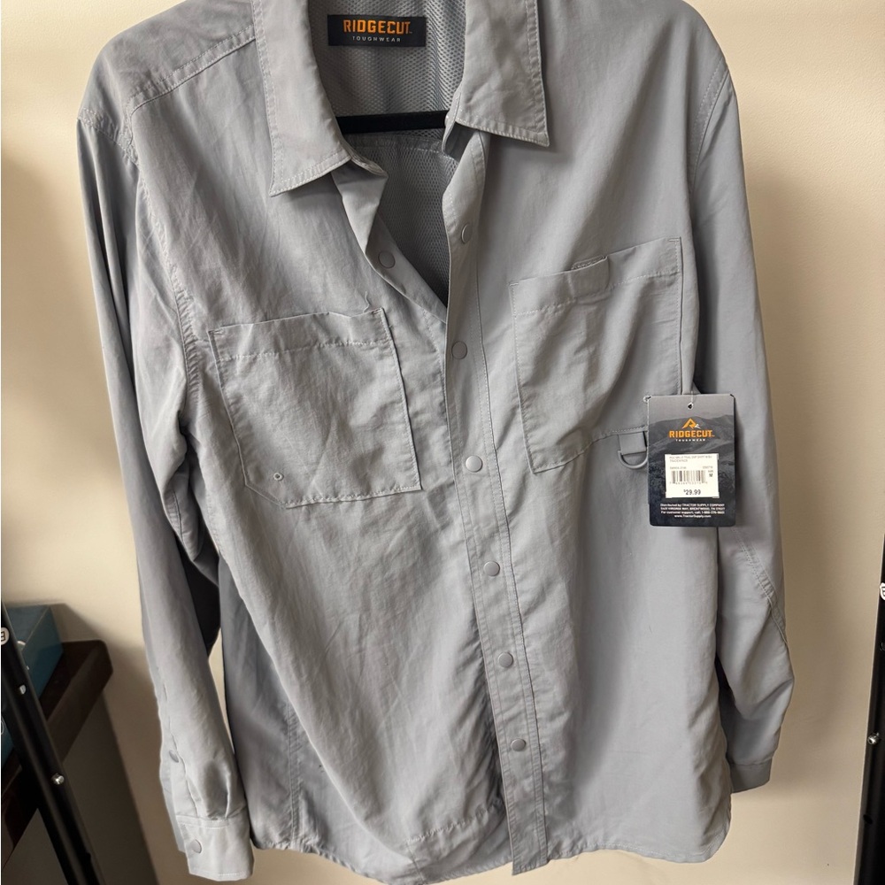 Gray Casual Button Down Shirt with Relaxed Fit